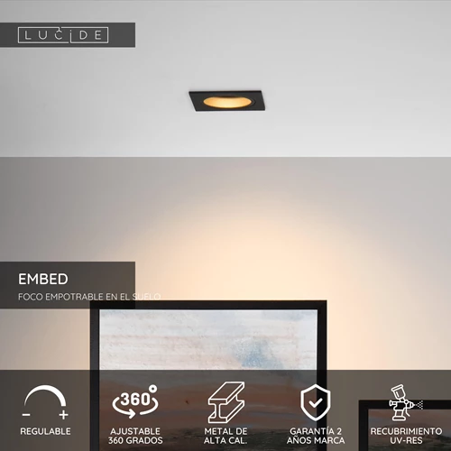 Lucide EMBED - Foco empotrable en el suelo - 1xGU10 - Negro - USP